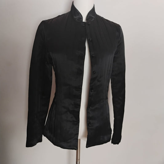 Y2K mandarin collar silk blend quilted jacket by PROPHECY, women's size M, item J1