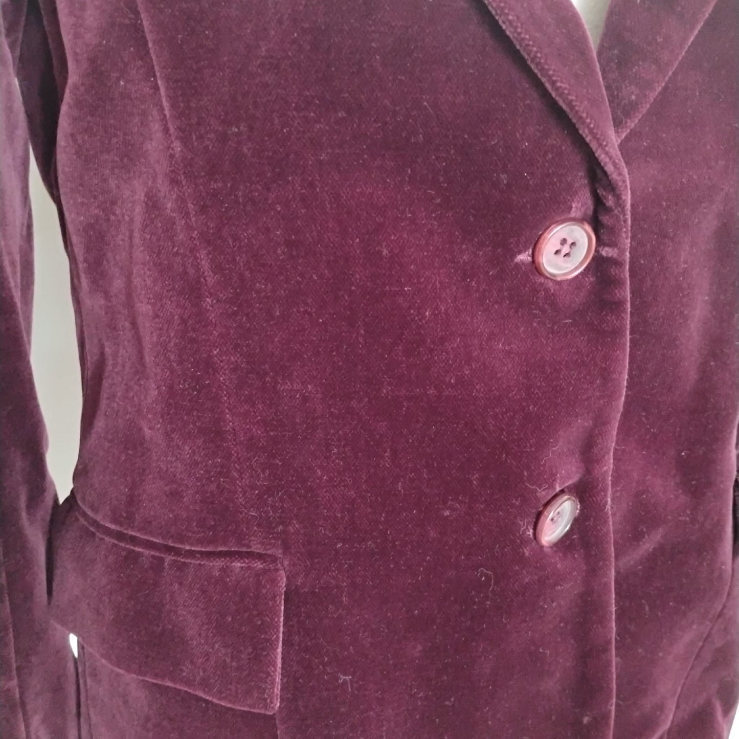 Vintage 90s burgundy school uniform-style velvet blazer by CHAUS, size women's L 11/12, item J3