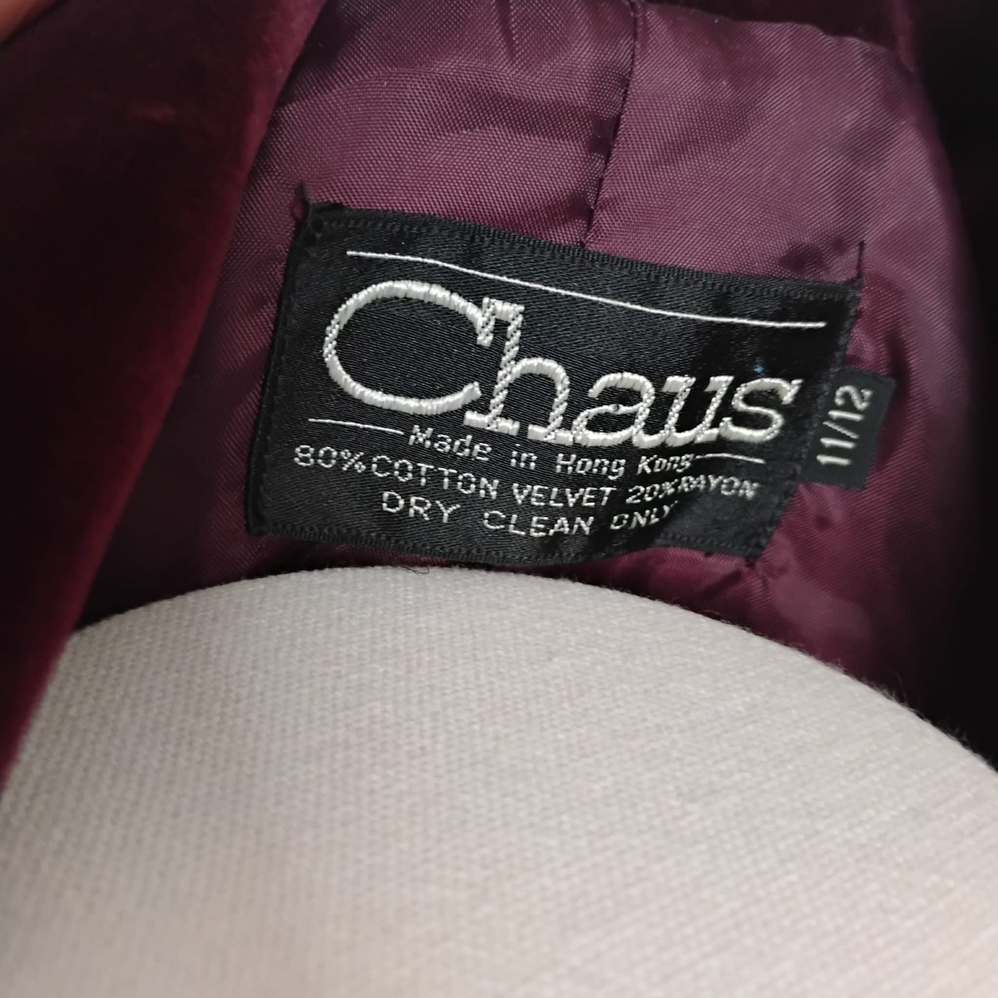 Vintage 90s burgundy school uniform-style velvet blazer by CHAUS, size women's L 11/12, item J3