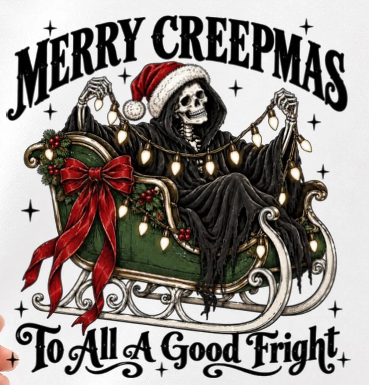 "Merry Creepmas" Sleigh Goth Holiday Printed Shirt